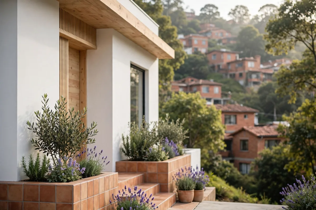 Red-brick homes on a hillside