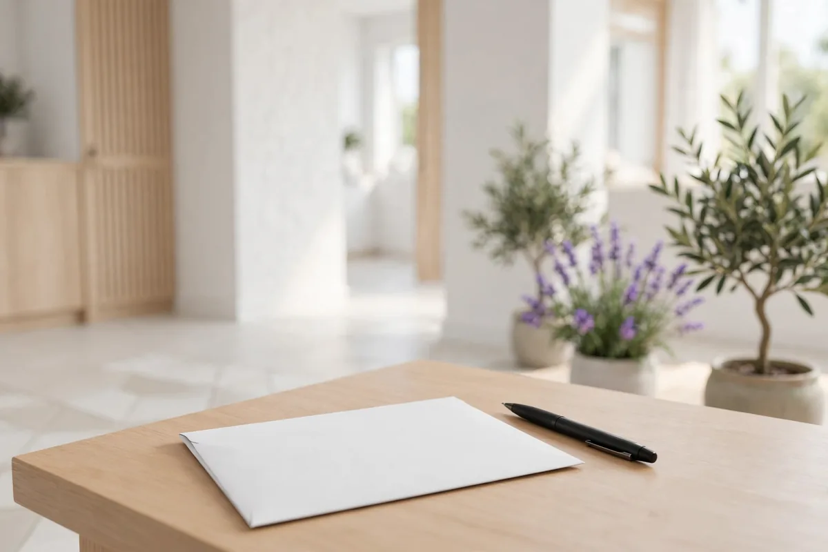 A sealed envelope on a table