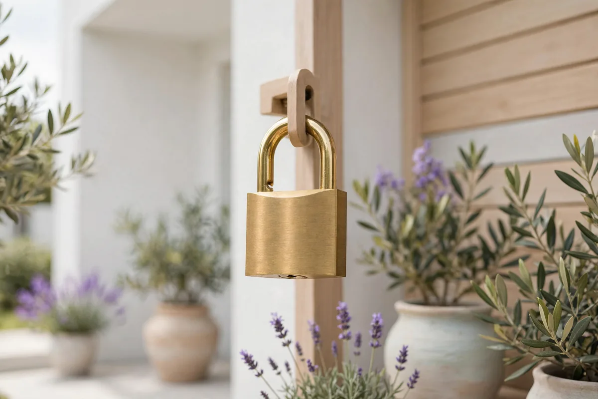 A brass padlock